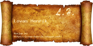 Lovas Henrik névjegykártya
